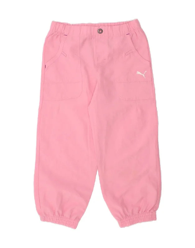 PUMA Girls Tracksuit Trousers Joggers 3-4 Years Pink Polyester