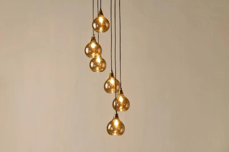 Chandeliers with Adjustable Arms for Directional LightingChandeliers with Adjustable Arms for Directional LightingNkuku Ziva 6 Light Recycled Smoke Brown Glass Cluster Pendant