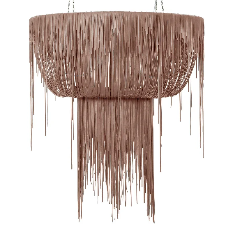 Mid - Century Modern Chandeliers for Vintage AppealMid - Century Modern Chandeliers for Vintage AppealLarge Oval Urchin Leather Chandelier in Metallic Leather