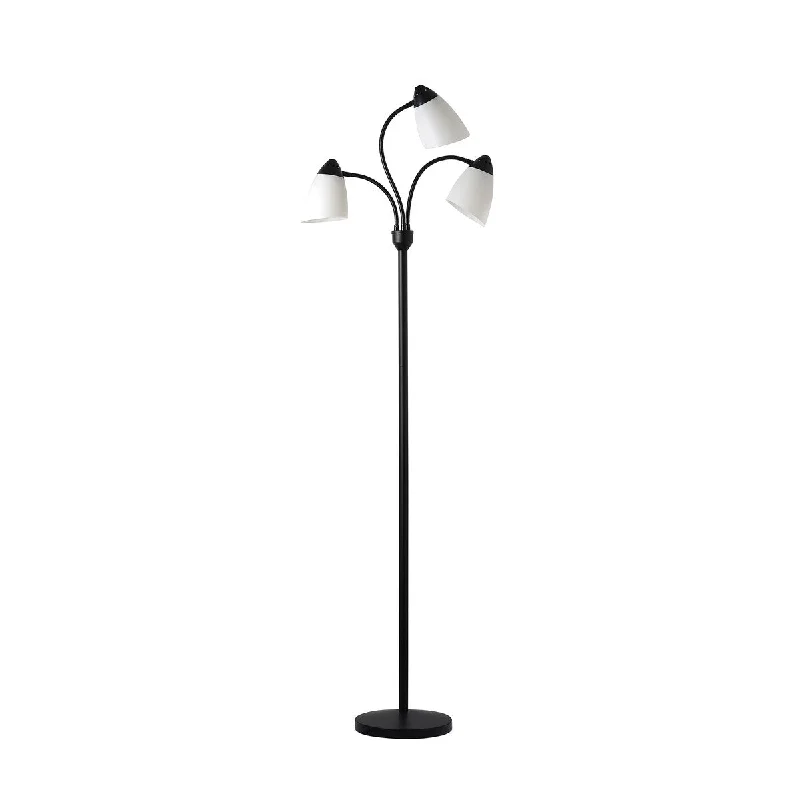 Fabric Floor Lamp with a Linen Shade for a Relaxed AestheticFabric Floor Lamp with a Linen Shade for a Relaxed Aesthetic3 Head Floor Lamp Black with White Plastic Shades and with LED Bulbs Included