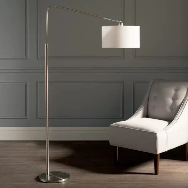 Wood Floor Lamp with Natural Grain for a Warm and Organic FeelWood Floor Lamp with Natural Grain for a Warm and Organic FeelArtiva The 80-Degrees 64-Inch Medium Arch Brushed Steel Floor Lamp