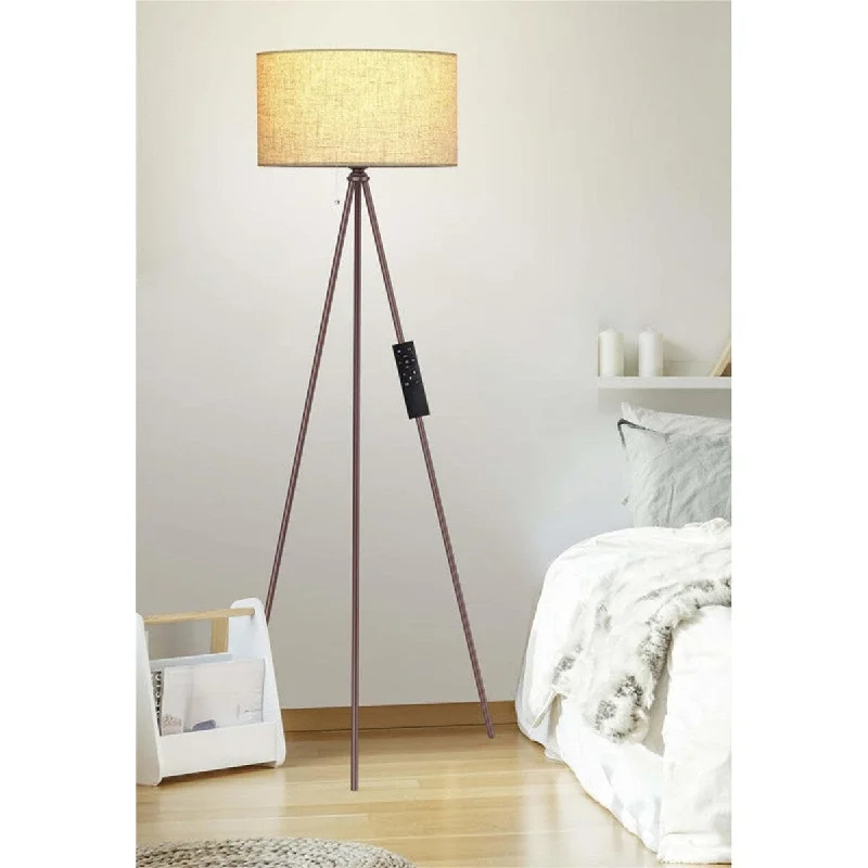 Smart Floor Lamp with Voice Control and Bluetooth ConnectivitySmart Floor Lamp with Voice Control and Bluetooth ConnectivityBrown Metal Tripod Floor Lamp Including LED Bulb