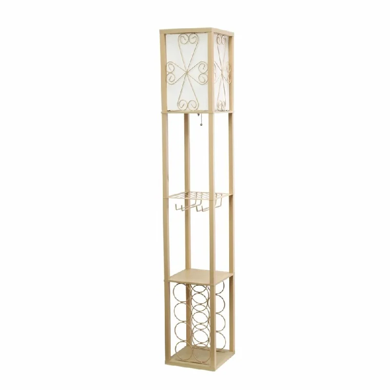  Way Switch Floor Lamp for Multiple Light Intensity Levels Way Switch Floor Lamp for Multiple Light Intensity LevelsEtagere and Wine Rack Floor Lamp - tan